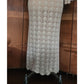 Vintage 1970s Cream Knit Maxi Dress Openwork Crochet Liner Long Sleeved Belted
