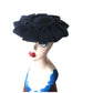Vintage 1930s Tilt Hat Austelle Navy Blue Structured Saucer Modernist Sculpted