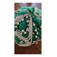 Vintage 1950s Ornate Cocktail Hat Green White Beaded Exotic