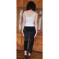 Vintage 60s Black Velvet Pants Ankle Length w/Pockets XS