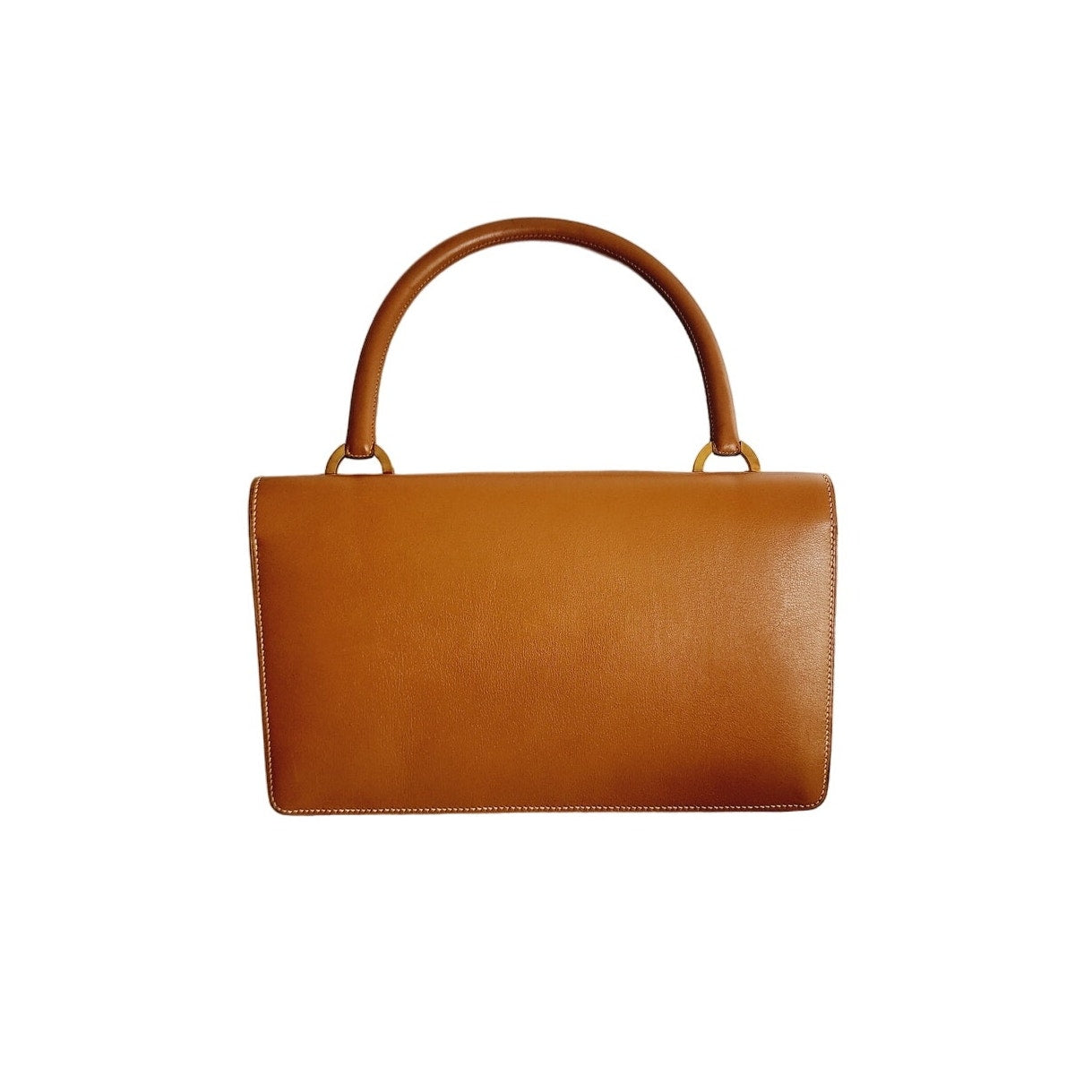 公式の店舗 Ring Hermes 60s Vintage Handbag Leather Box Veau Brown 小物