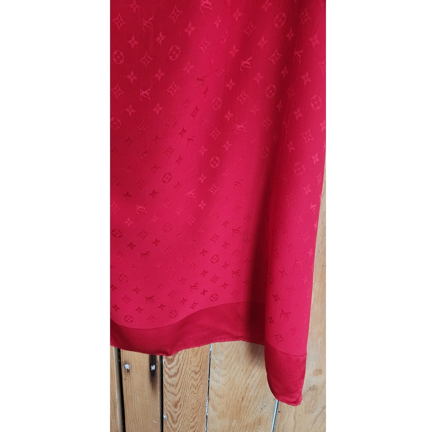 Vintage Louis Vuitton Scarf Red Silk Square w/Monogram Print