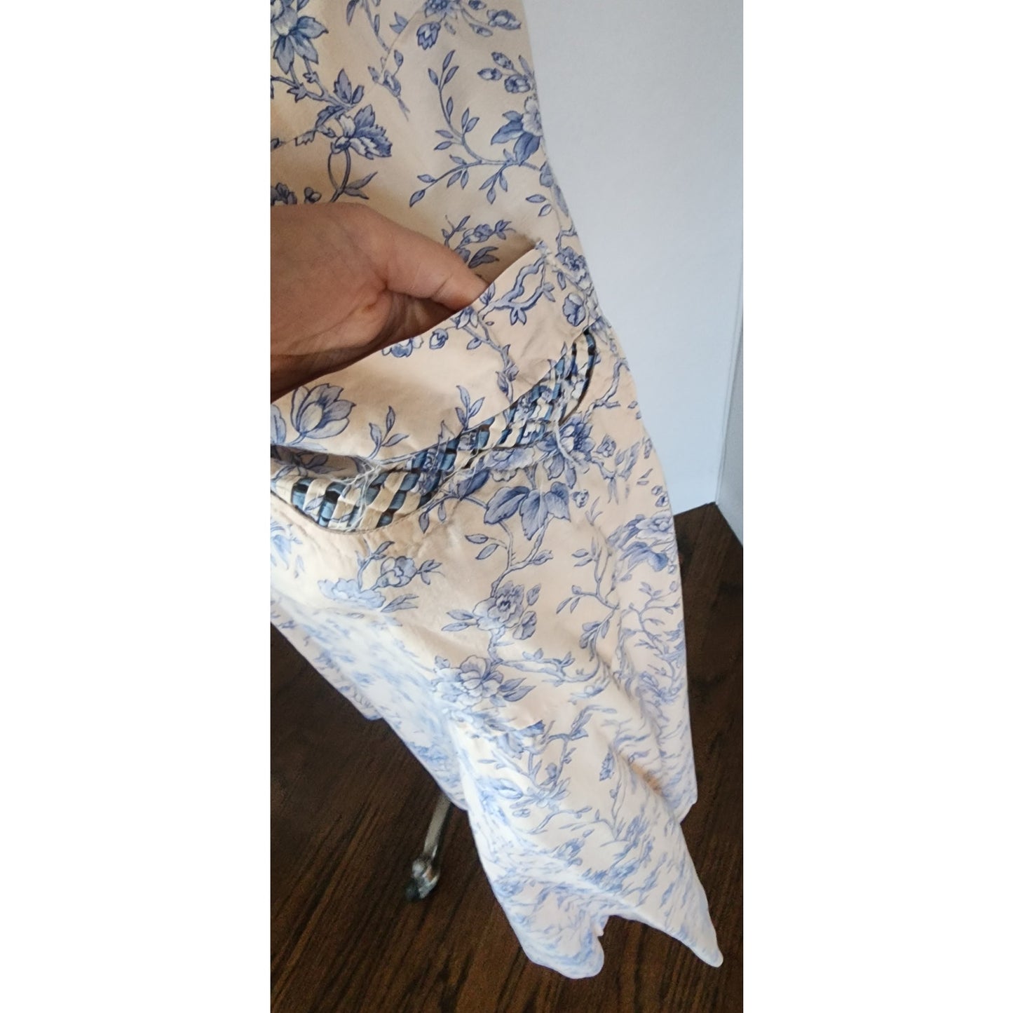 Vintage  40s Shirtdress Floral Cotton Print Pink Blue / L