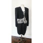 Vintage 80s AJ Bari Strapless Dress + Bolero Jacket Suit Set Zebra Print Black White Silk / M