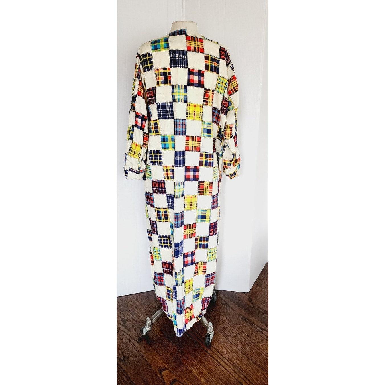 70s Men's Pajama Dress Caftan Lounger Patchwork Quilt Print H&S Pogue Co