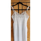 Vintage 50s White Slip Spaghetti Strap Seersucker Cotton + Lace