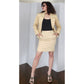 Vintage 80s Yves Saint Laurent Skirt Suit Cream Cotton Mini Skirt + Blazer