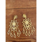 Vintage 80s Oversized Earrings Gold Snowflake Starbursts