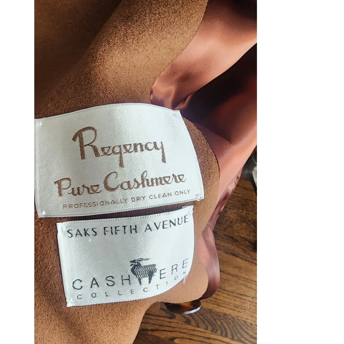 70s Brown Cashmere Coat Belt Tie by Regency for Saks Fifth Avenue