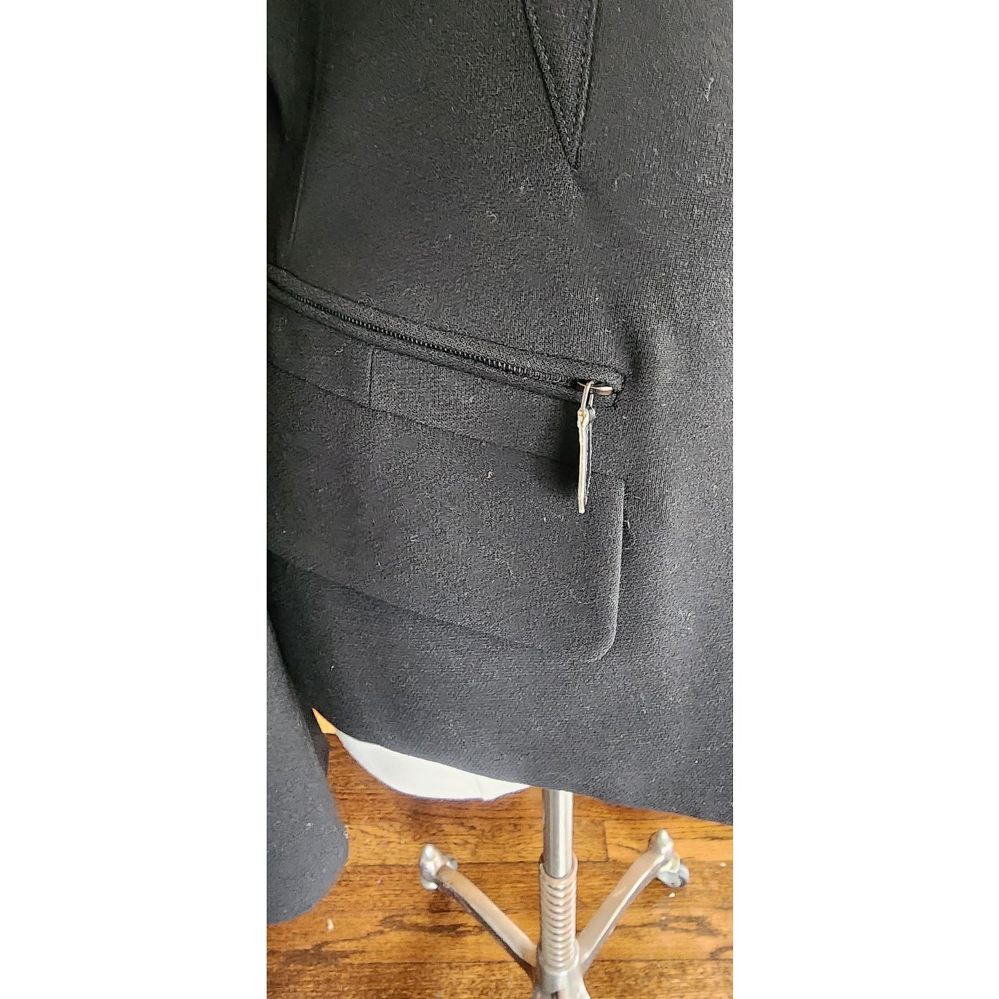 Vintage Hermes Blazer Black Wool Three Button Closure / M
