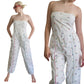 Vintage 1980s Jumpsuit White Cotton Polkadot Print  Patti Cappalli / S to M