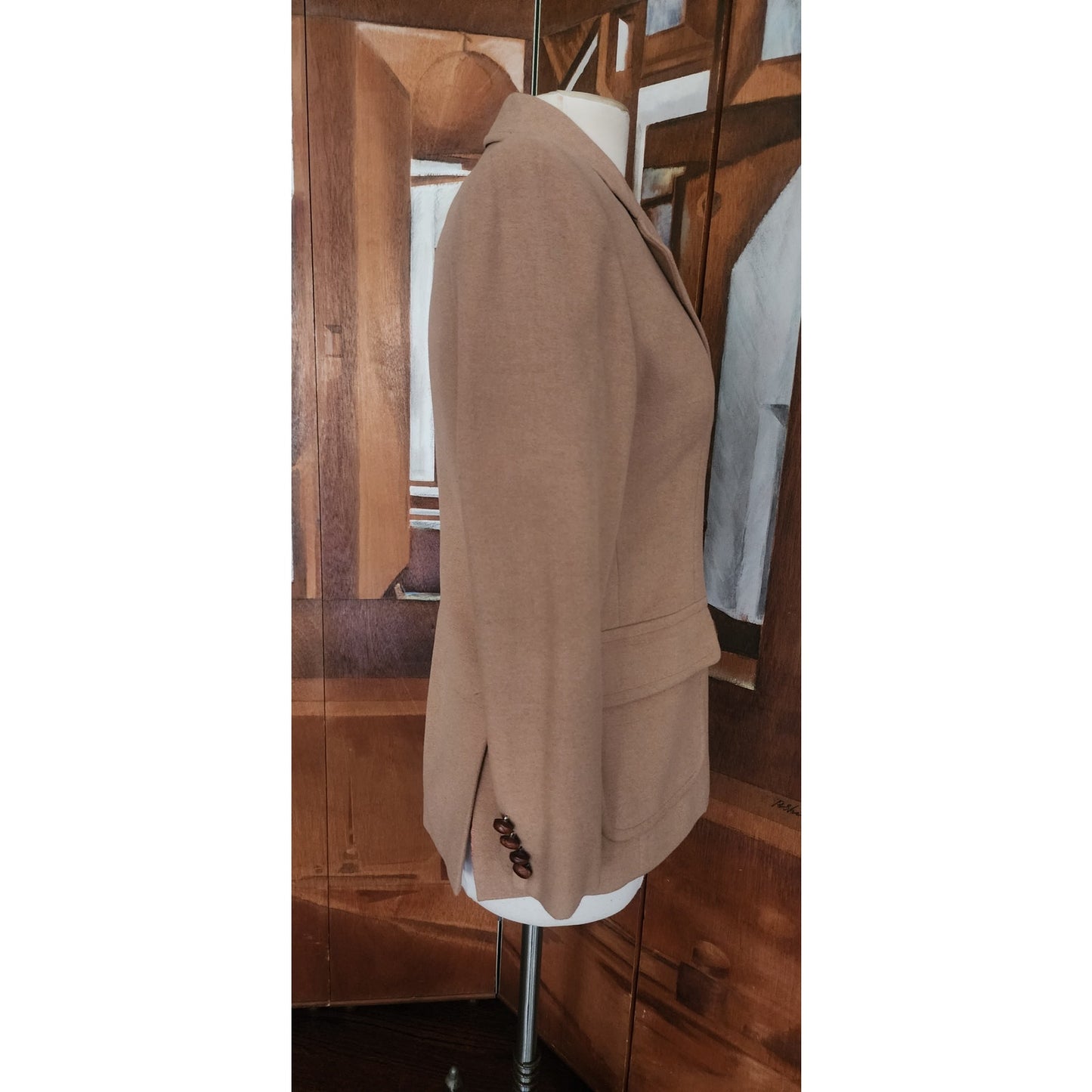 Vintage 1990s Lauren Ralph Lauren Camel Wool Blazer Beige Riding Jacket Saipan 8P