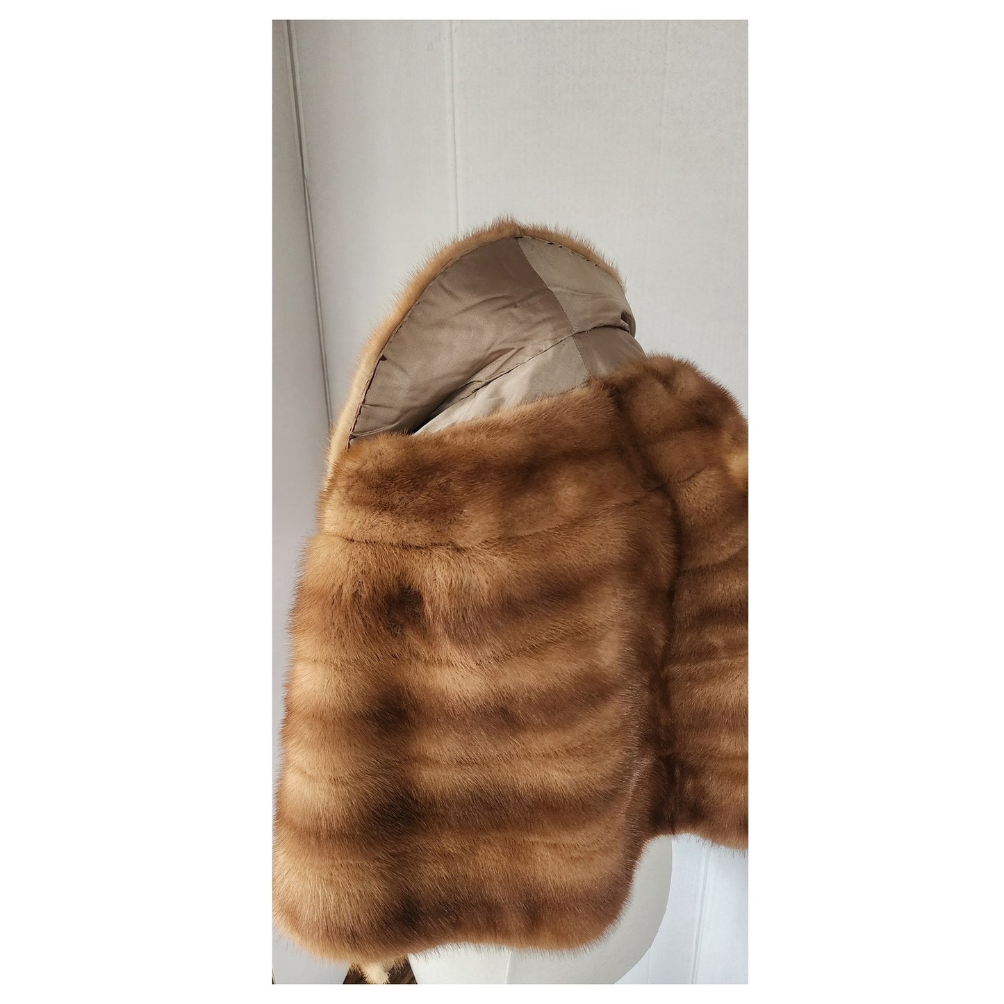 Vintage 50s Brown Mink Fur Shrug Wrap Stole Shawl