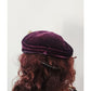 Vintage 50s Hat Burgundy Red Velvet w/Beaded Floral Trim by Anne Savel