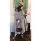 Vintage 60s Cape Coat Gray Wool Cloak w/Fuzzy Liner Mod Style / Med