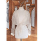 Vintage 90s White Sheer Organza Silk Blouse Tie Front Summer Jacket Victoria March Chicago