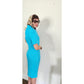 Vintage 1990s Christian Lacroix Skirt Suit Turquoise Blue + Gold Buttons / M