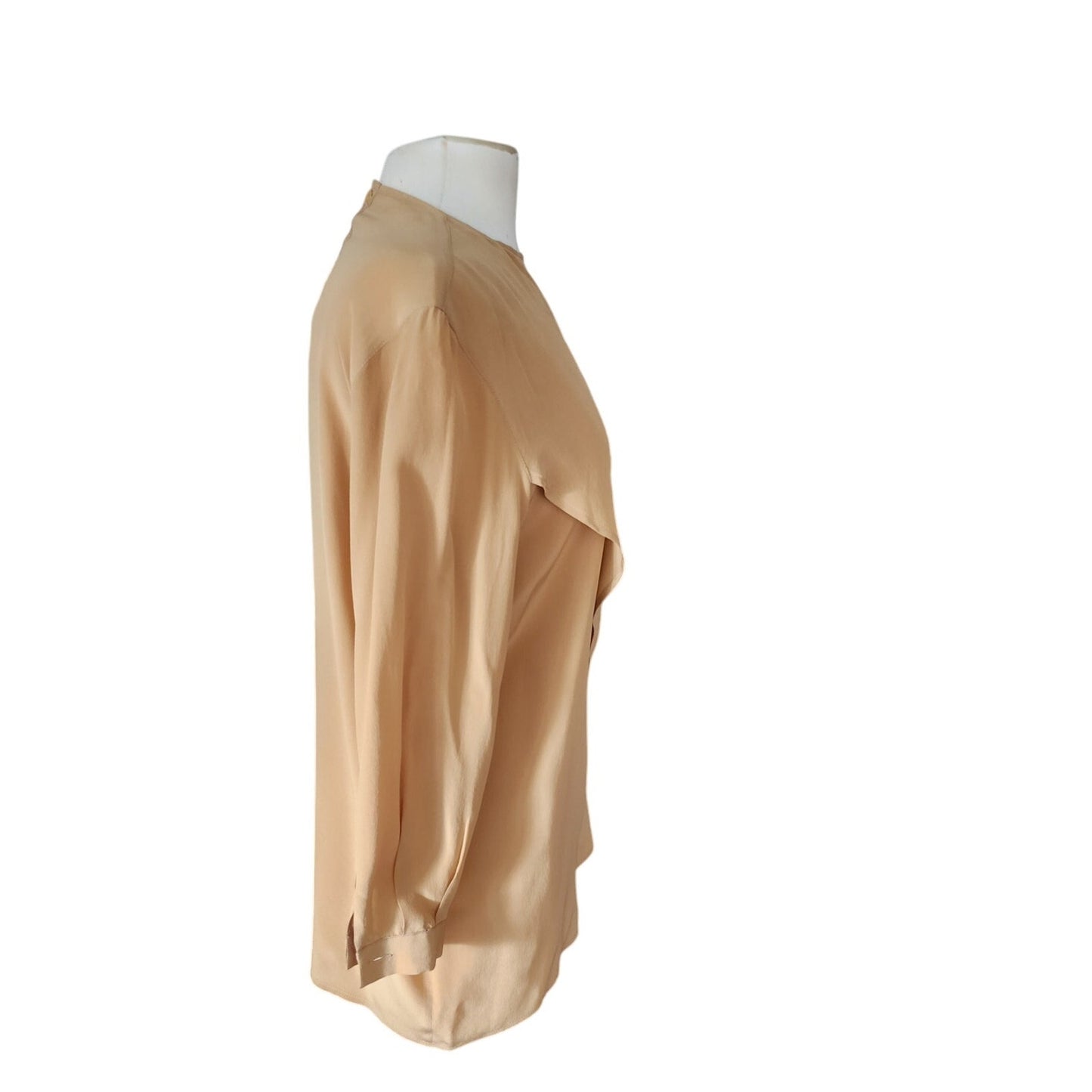 Vintage 90s Beige Silk Blouse w/Scarf Panel Armani Collezioni / S