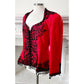 Vintage 80s Victor Costa Blazer Red Silk Black Beads Large
