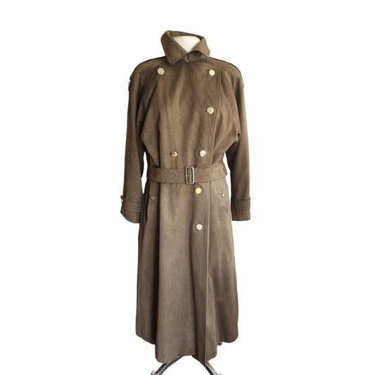 RARE 80s Ladies Coat Burberrys Green Wool Double Breasted