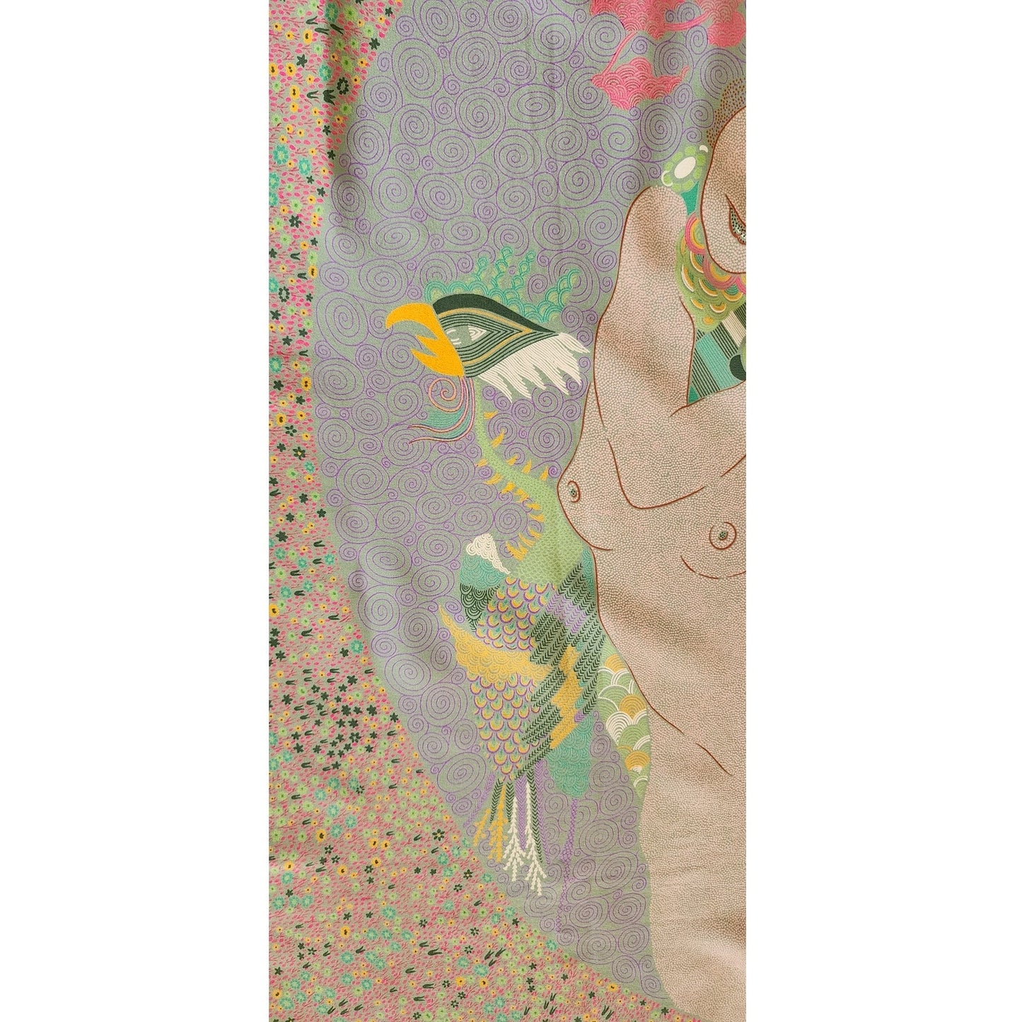 Vintage 80s Bottega Veneta Silk Scarf Shawl Wrap Klimt Inspired Print