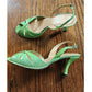 Vintage Stuart Weitzman Green Slingbacks Faux Snake Size 5W