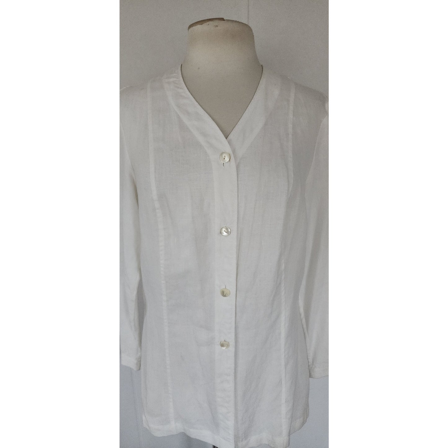 Vintage 90s Blazer White Linen L T Sport / Petite Small