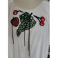 Vintage 1980s Holly Harp Top or Tunic Silk Jersey Embroidered Fruit Sequins Beaded Fringe