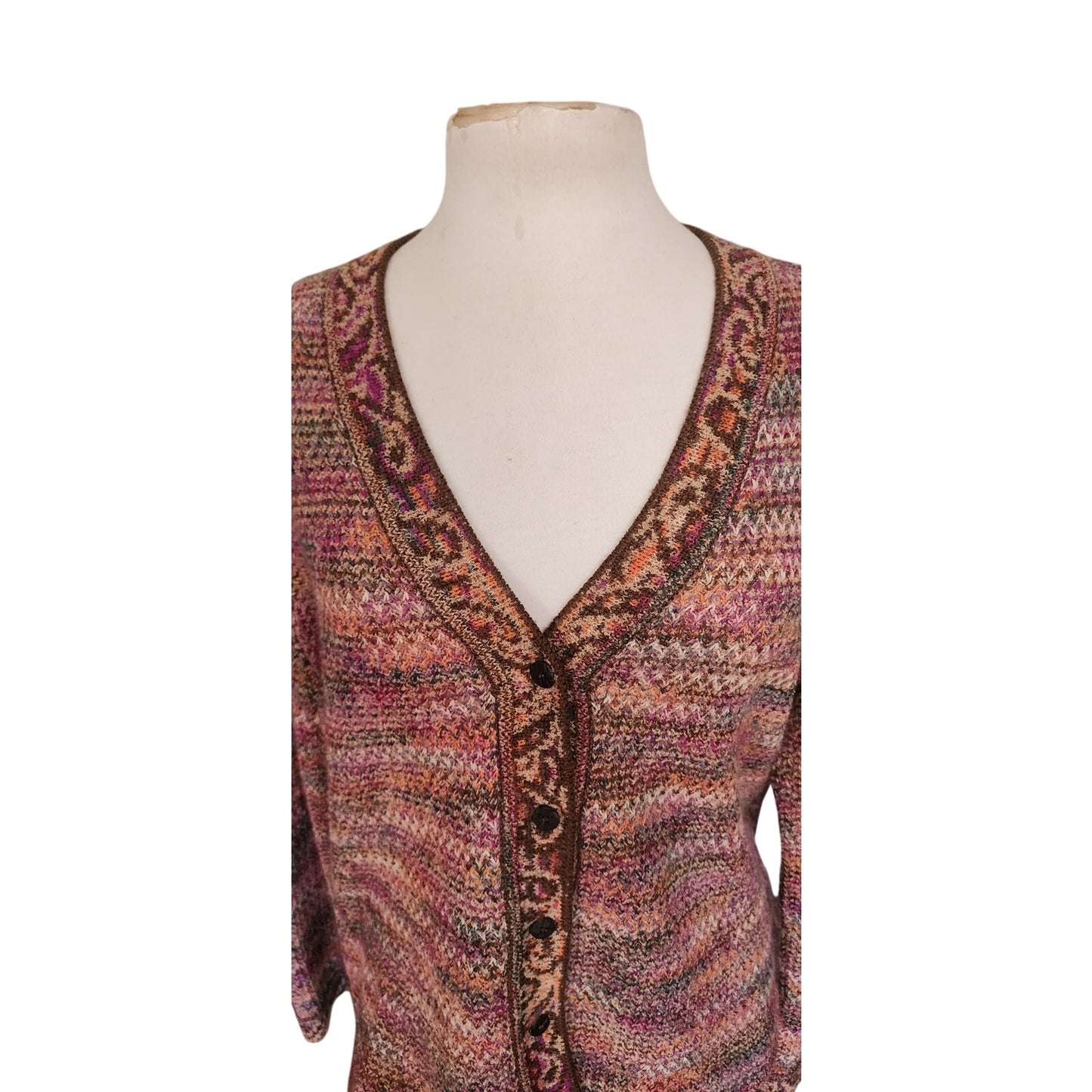 Vintage 1980s MISSONI Cardigan Sweater Orange Brown Red Tones