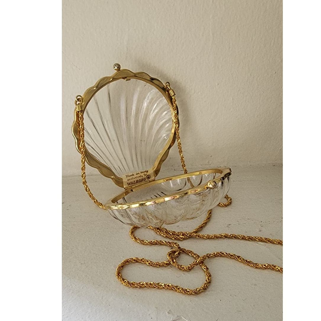 Vintage 50s Seashell Bag Clear Lucite Walborg