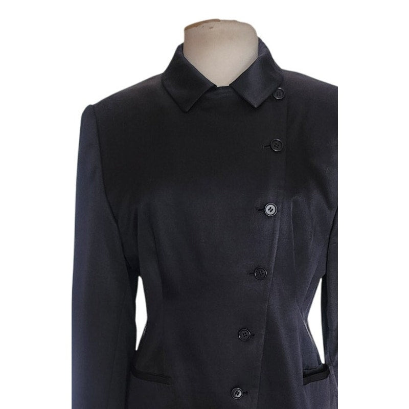 Vintage Armani Collezioni Blazer Y2k 2000s Black Silk Jacket Large