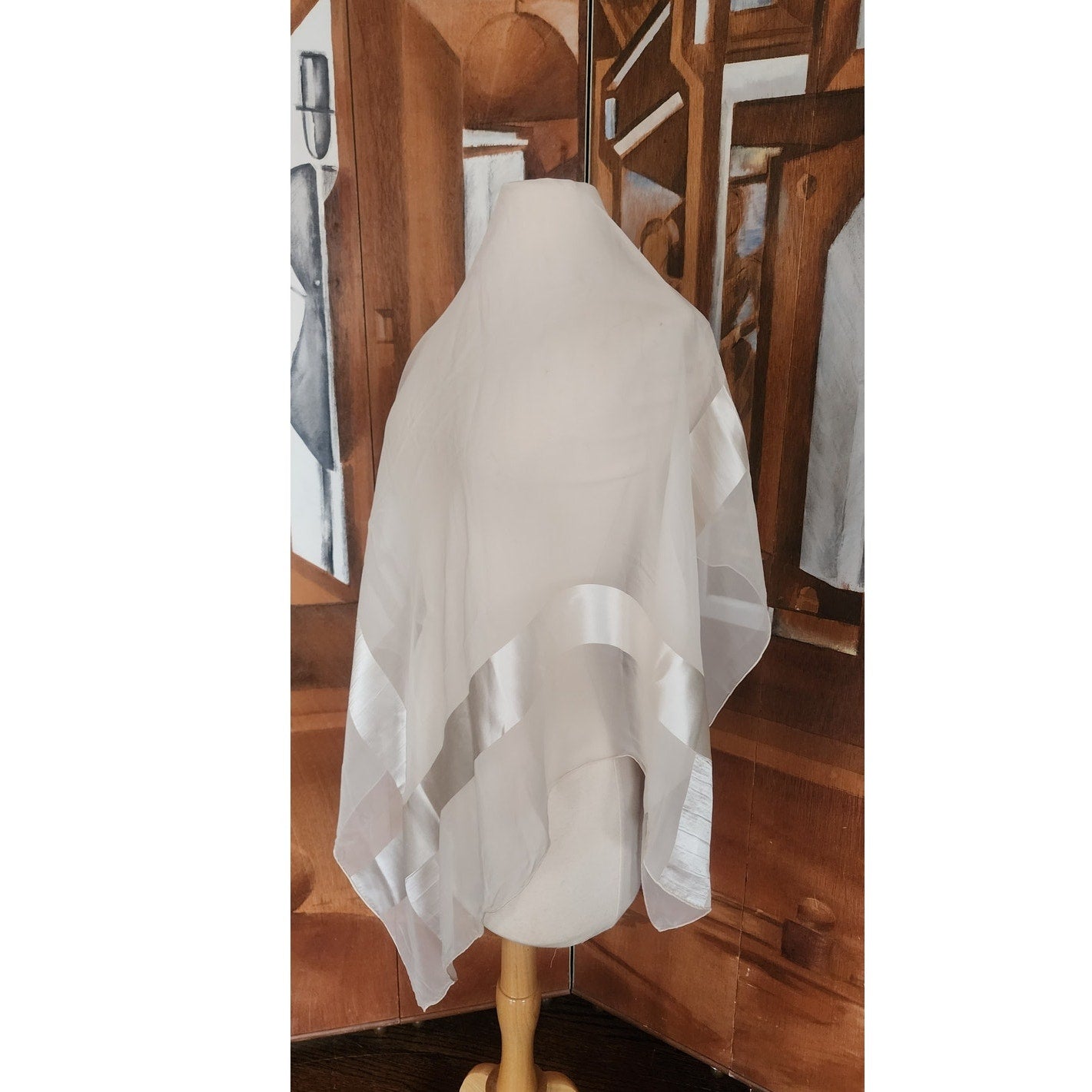 Vintage 50s Christian Dior COLIFICHETS Square Cream Silk Square Rare Museum Archive Piece