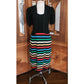 Vintage 1970s St John Dress Knit Rainbow Stripe Black Midi + Bolero Jacket