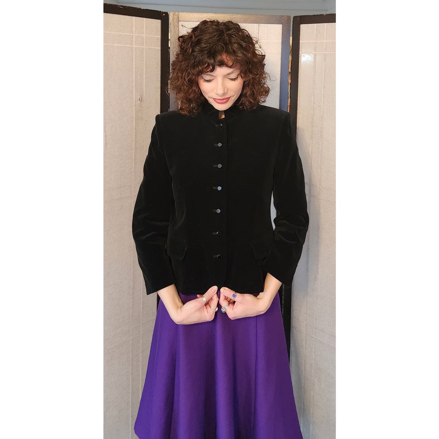 Vintage 80s Black Velvet Blazer by Field's