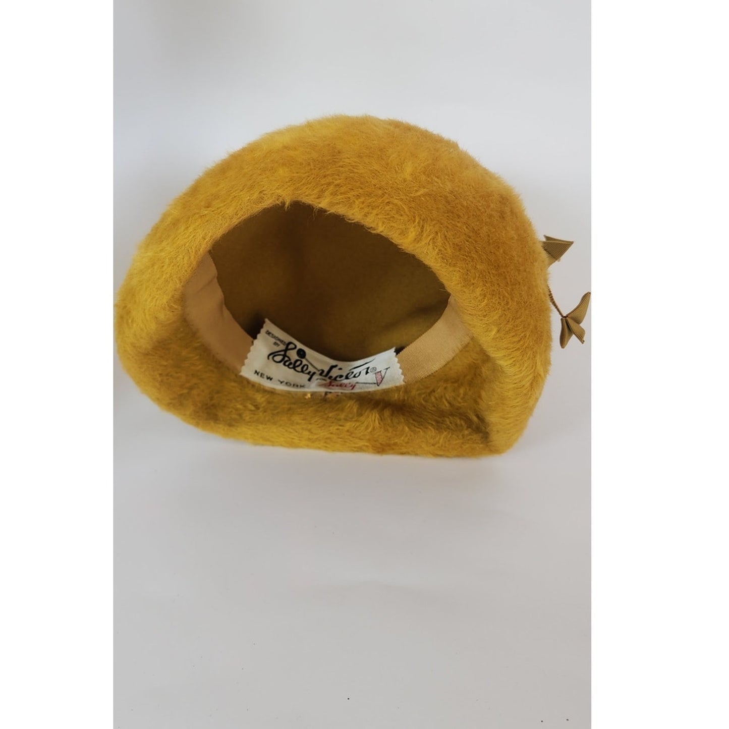 Vintage 1960s Yellow Hat Sally Victor Fuzzy Wool