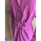 Vintage 80s Pink Silk Dress Long Sleeves Belt & Hood / S