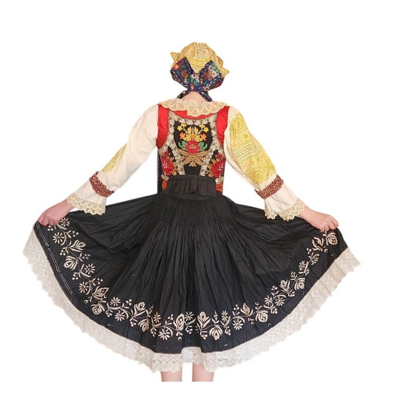 Antique Slovakian Folk Costume COMPLETE Kroj Piesteny Wedding Outfit Blouse Skirt Vest Cap Belt