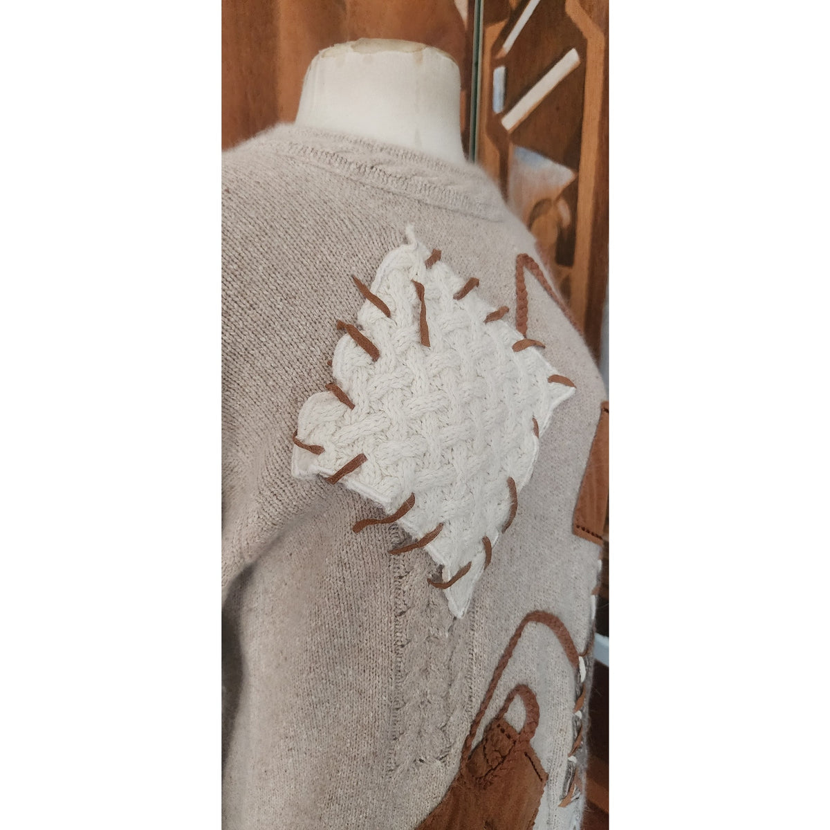Vintage 1980s IB Diffusion Patchwork Sweater Angora Silk Blend