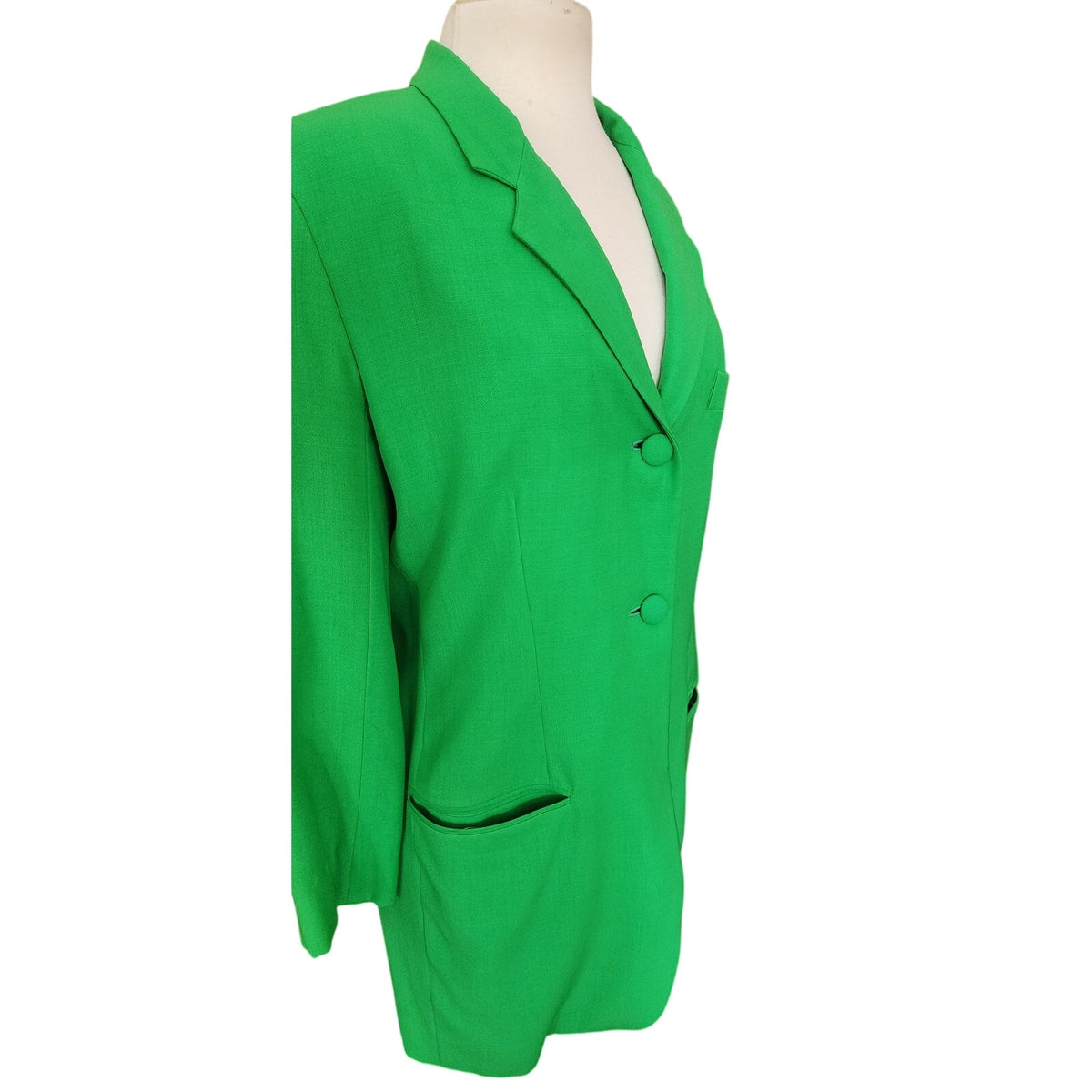 Vintage 1990s DKNY Women's Green Single Button Blazer Jacket