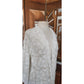 Vintage Crochet Blazer White Openwork Knit Cardigan Jacket w/Collar