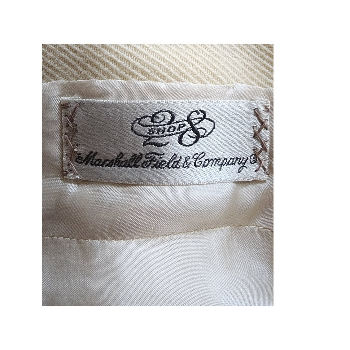 Vintage 60s Marshall Field & Company Cream Wool Peplum Jacket