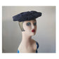 Vintage 1930s Tilt Hat Austelle Navy Blue Structured Saucer Modernist Sculpted