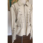 Vintage 1980s White Leather Jacket SUNRIDERS Fringe, Studs & Bone Beads XXL