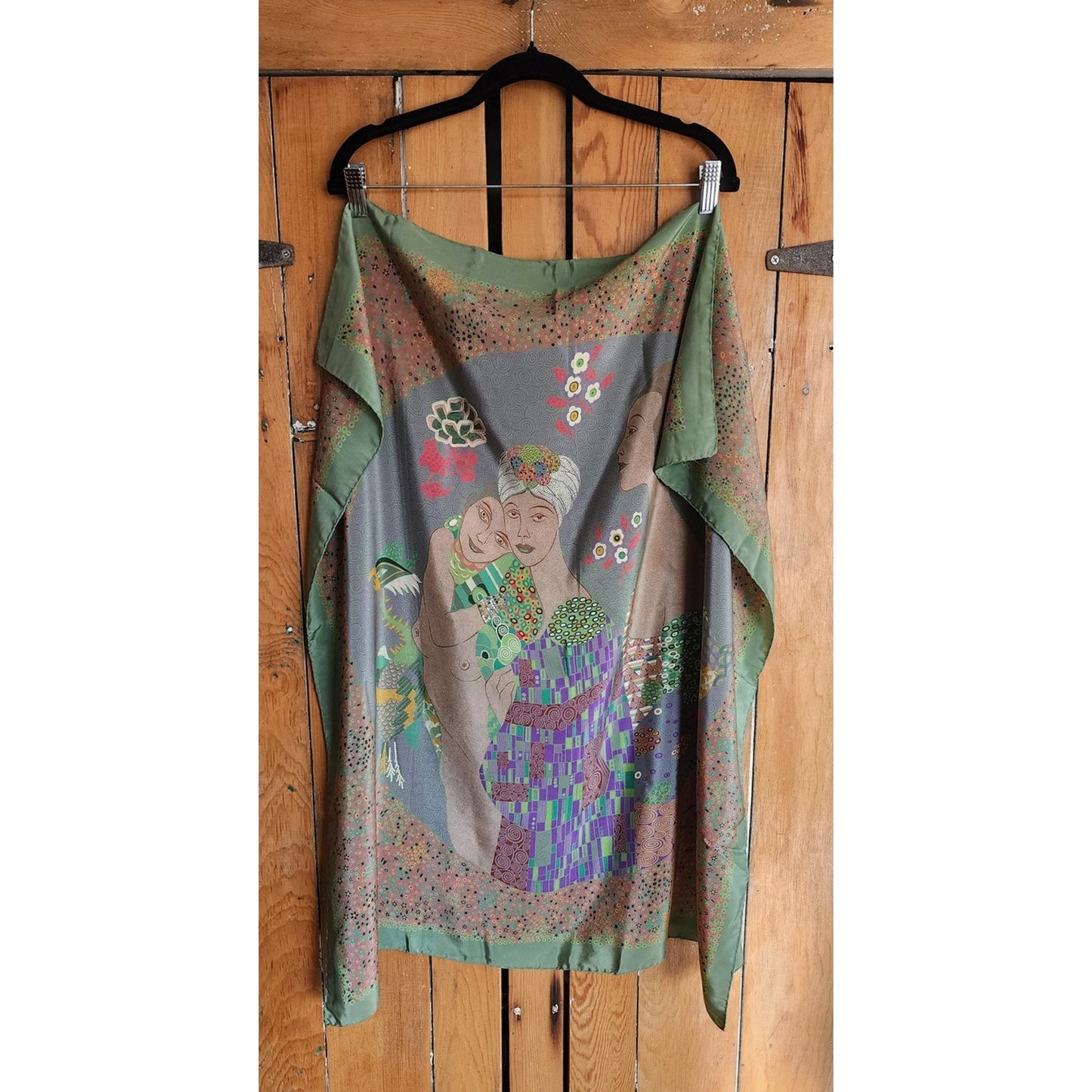 Vintage 80s Bottega Veneta Silk Scarf Shawl Wrap Klimt Inspired Print
