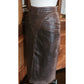 Vintage 80s Brown Leather Pencil Skirt High Waisted Geometric Accent Stitching