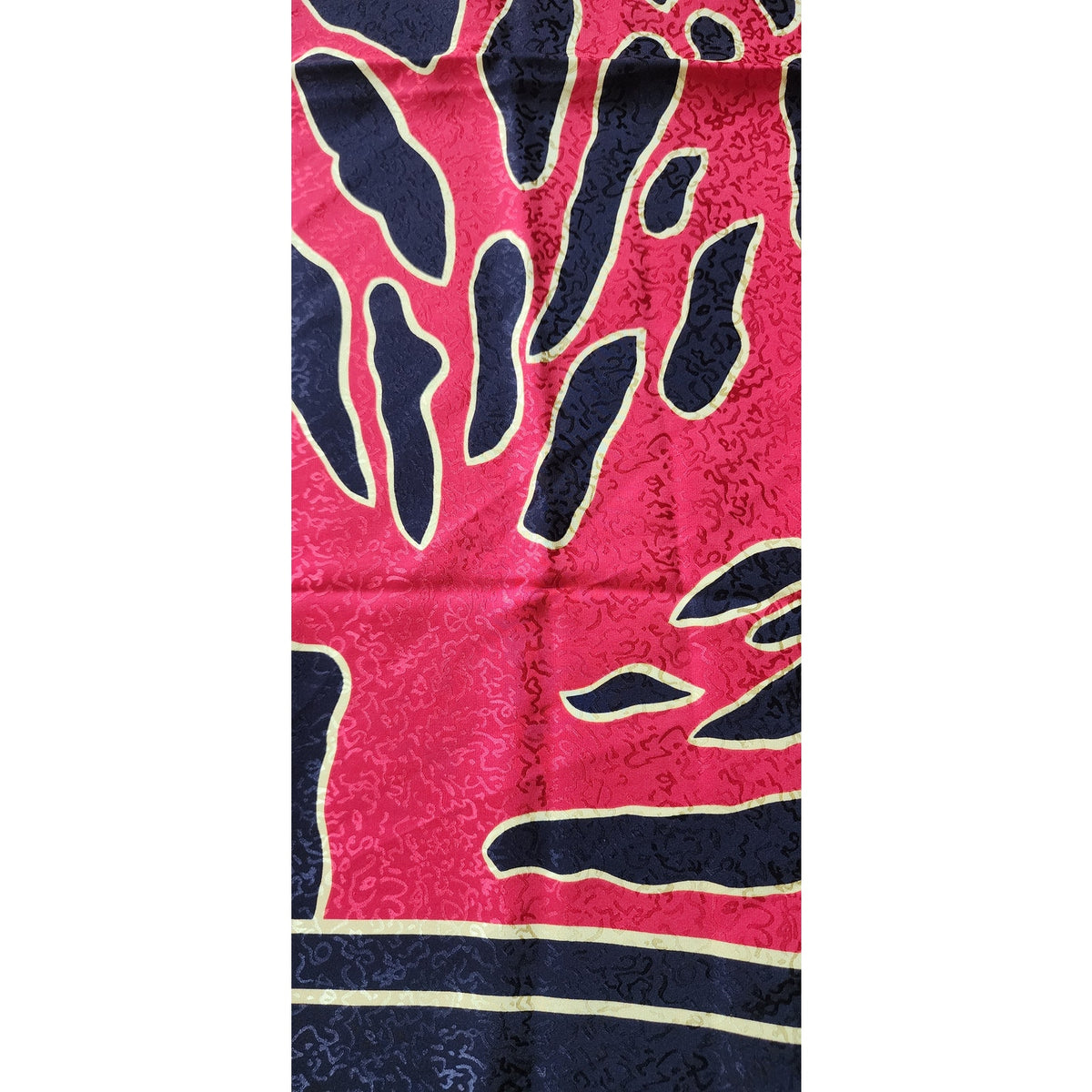 Vintage St John Knit Scarf Silk Print Square Red Black Gold Square