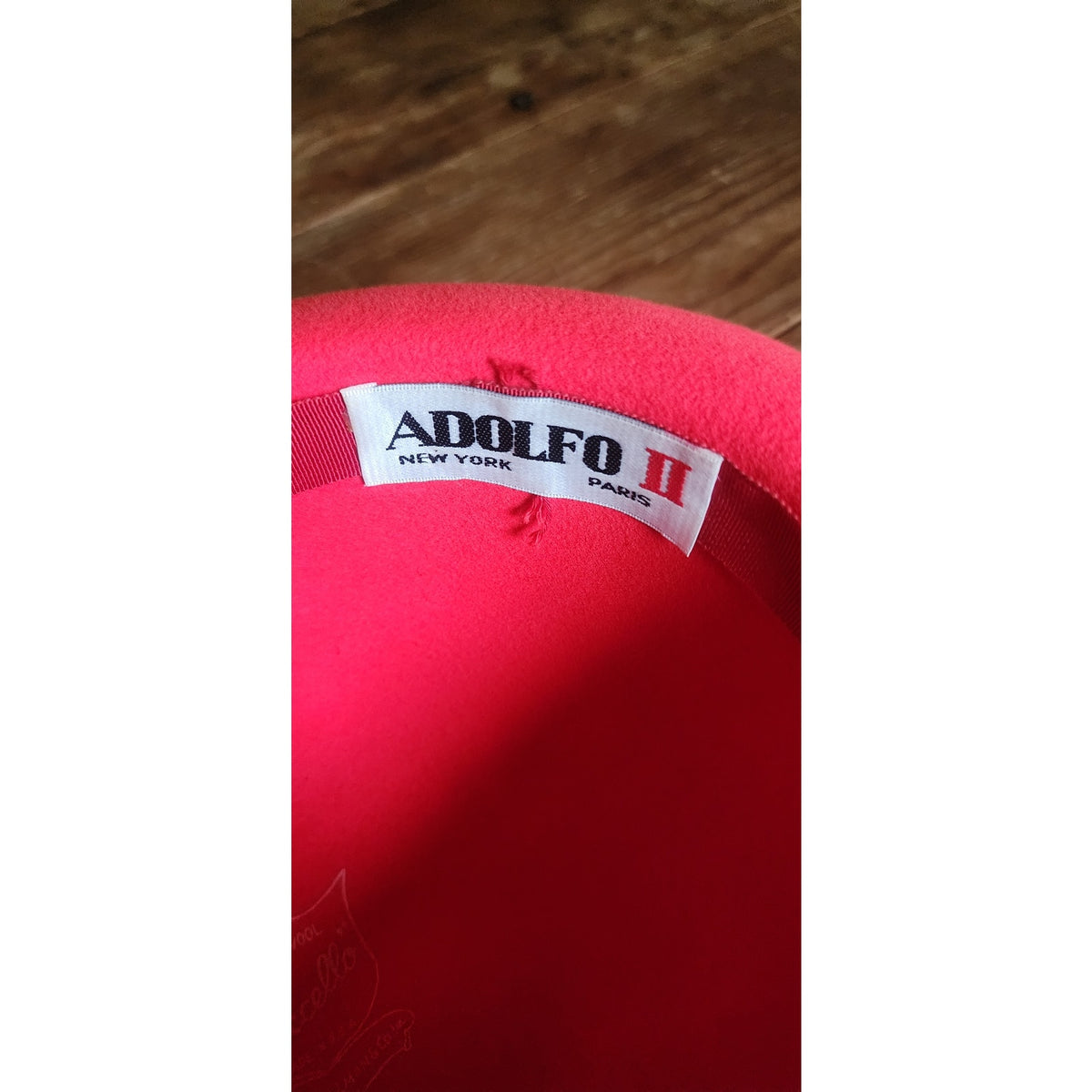 Vintage 1980s Statement Hat Red Wool High Wide Breton Upturned Brim Adolfo II