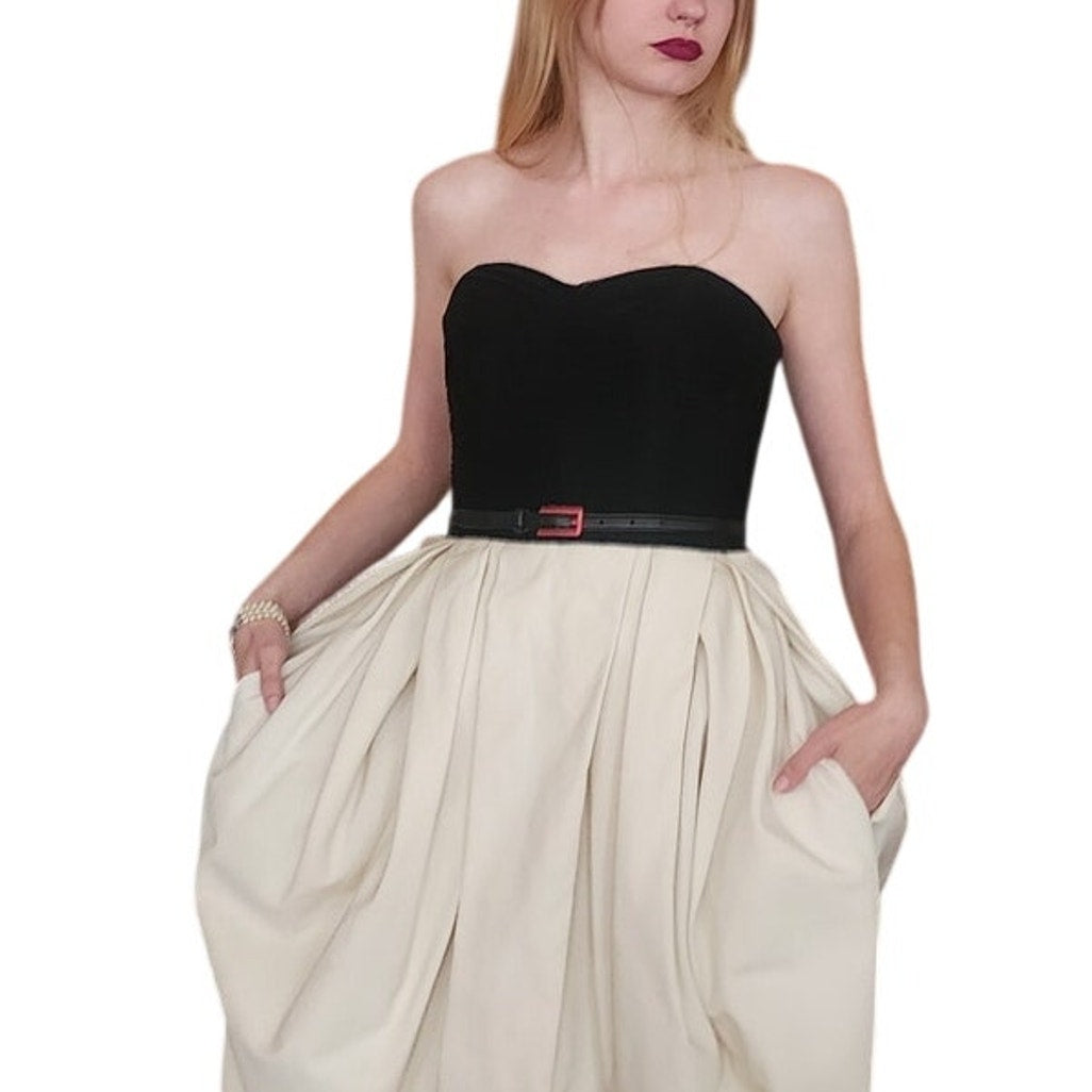 Jason Wu Dress Resort 2012 Strapless Party Midi Bubble Skirt Ivory Black Silk NWT Small