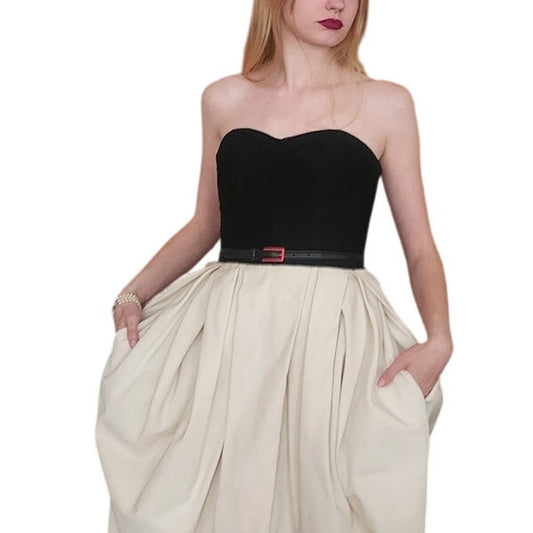Jason Wu Dress Resort 2012 Strapless Party Midi Bubble Skirt Ivory Black Silk NWT Small