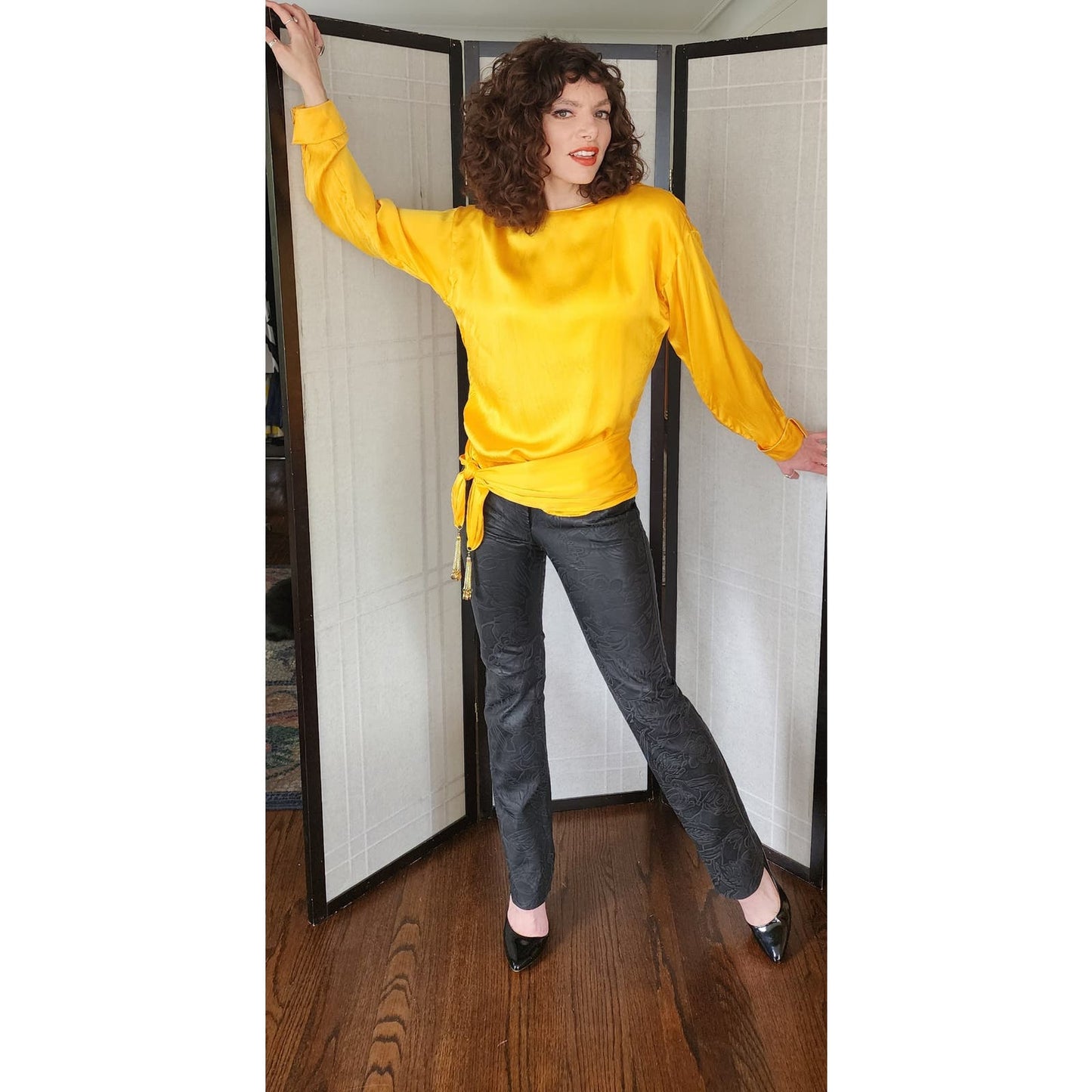 Vintage Y2k Pants Black Leather Embossed Express Low Rise